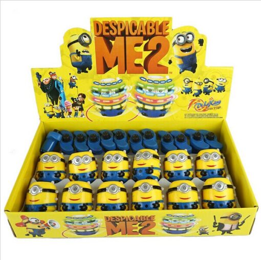 12pcs lot Single Laser LED Gyro Music Despicable Me colorful Light flash gyro electric toy Minions