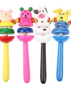 1pcs Baby Rattles Toys Wooden Activity Bell Stick Shaker Toys for Newborn Baby Hand Shaking Bells 3