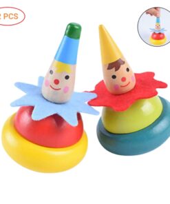 2Pcs Wooden Clown Toy Baby Rotate Children Tumbler Grow Intelligence Kids Classic Gyro Educational Wooden Spinning
