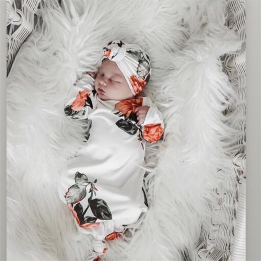 2pcs set Baby Swaddle Wrap Baby Blankets Newborn Cotton Swaddle Wrap Headband Baby Hat Turban Beanie 1