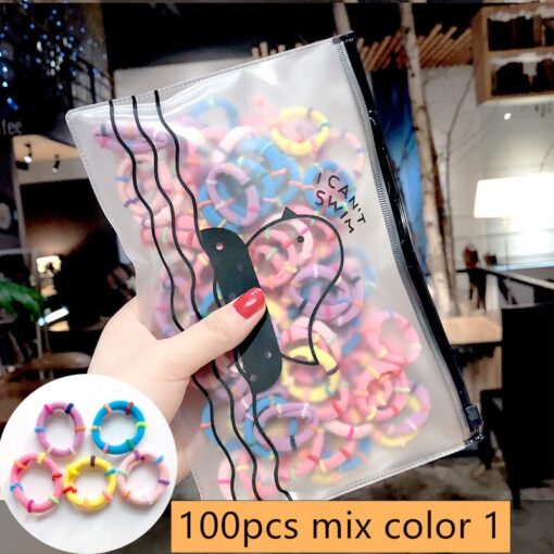50 100pcs Girls Candy Colors Nylon Elastic Hair Bands Ponytail Holder Rubber Bands Scrunchie Headband Hair 1