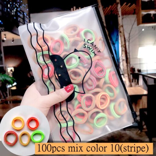 50 100pcs Girls Candy Colors Nylon Elastic Hair Bands Ponytail Holder Rubber Bands Scrunchie Headband Hair 2