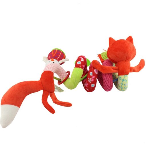 Baby Toys Rattles Soft Stroller Car Seat Activity Toy with Rattle Teether Mirror Fox Plush Spiral 4