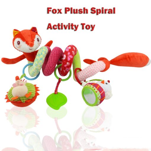 Baby Toys Rattles Soft Stroller Car Seat Activity Toy with Rattle Teether Mirror Fox Plush Spiral