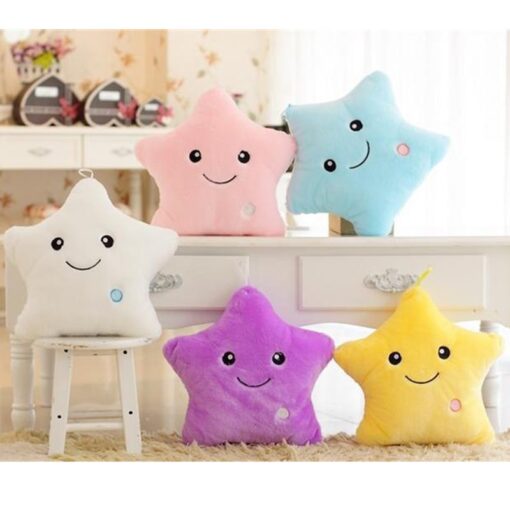 Creative Luminous Pillow Stars Stuffed Plush Toy Glowing Led Light Colorful Cushion Birthday Gifts Toys For 1