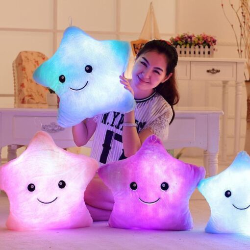 Creative Luminous Pillow Stars Stuffed Plush Toy Glowing Led Light Colorful Cushion Birthday Gifts Toys For