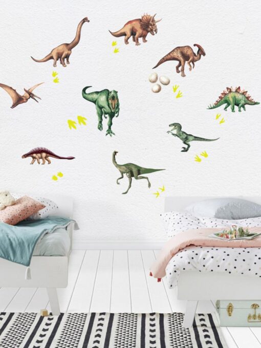 Cute Cartoon Dinosaur Wall Stickers For Kids Room Removable Cartoon Animal Wall Decals Adhesive Nursery School 1