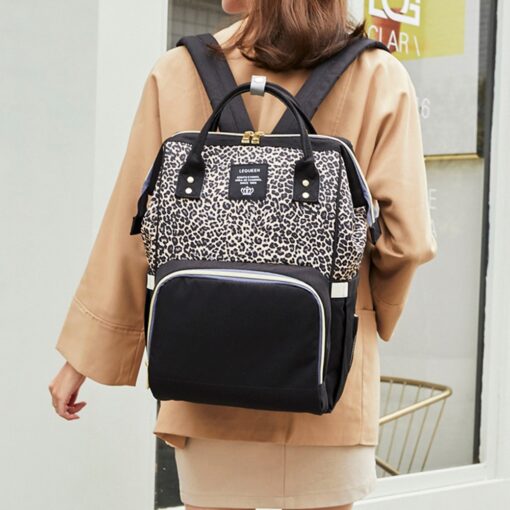 Leopard Mummy bag Fashion multi function large capacity mother and baby bag 2019 new mother out 2