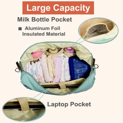 PYETA Baby Diaper Bag Messenger Shoulder Bag Maternity Bag Nappy Bag Mommy Bag With Rechargeable Bottle 1