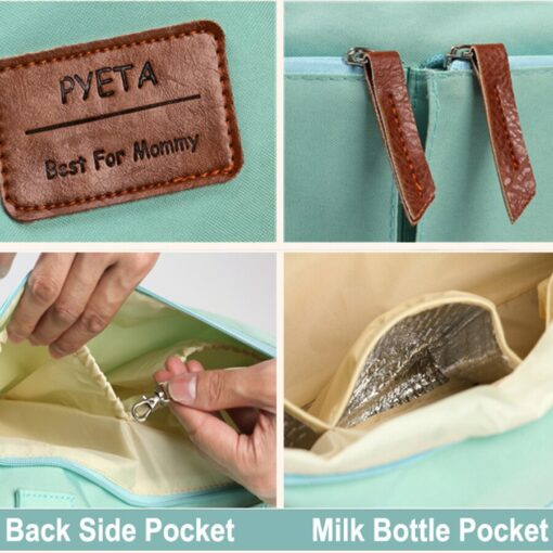 PYETA Baby Diaper Bag Messenger Shoulder Bag Maternity Bag Nappy Bag Mommy Bag With Rechargeable Bottle 3