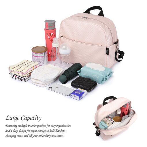 Soboba Diaper Backpack Bag for Mother Plaid Large Capacity Waterproof Pink Maternity Bag for Baby Care 2
