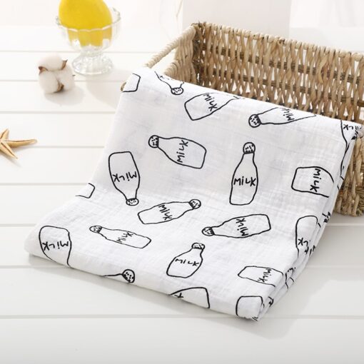 Soft Muslin 100 Cotton Baby Blanket Cute Cartoon Newborn Blankets Bath Gauze Infant Wrap Sleepsack Stroller 9