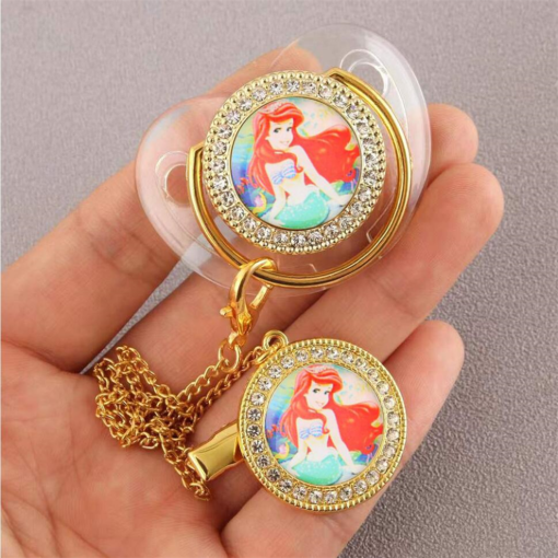 1 Set 0 12 Months Baby Pacifier Disney Mickey Mouse Cartoon Printing Transparent Luxury Golden 8