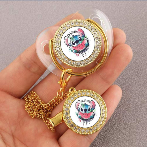 1 Set 0 12 Months Baby Pacifier Disney Mickey Mouse Cartoon Printing Transparent Luxury Golden 9