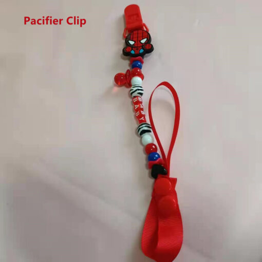 1 Set Spiderman Pacifier Clip Pacifier Bling Pacifier Holder Bath Gift BPA Free Silicone Baby 2