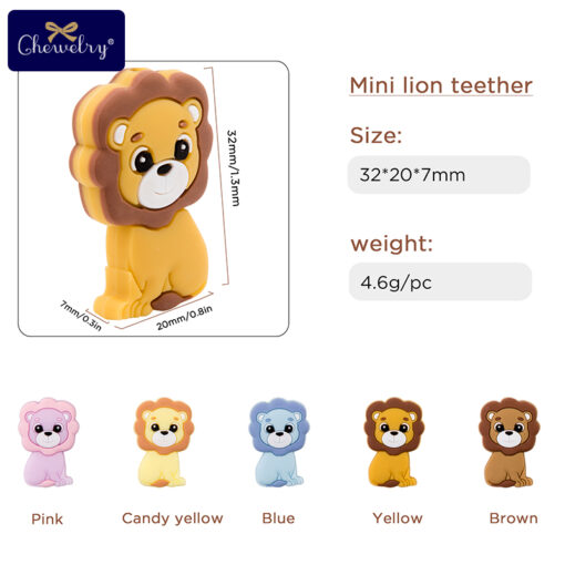 10PC Silicone Teether Beads Lion Baby Toy DIY Pacifier Chain Necklaces Pendant Bite Chew Bite Chew 1