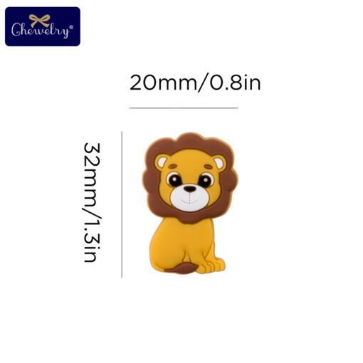 10PC Silicone Teether Beads Lion Baby Toy DIY Pacifier Chain Necklaces Pendant Bite Chew Bite Chew 2