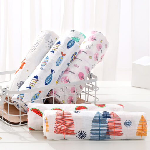120cm 110cm Muslin Blanket Gauze Blanket Baby Swaddle Wrap Baby Blankets Super Soft Muslin Sequares 1