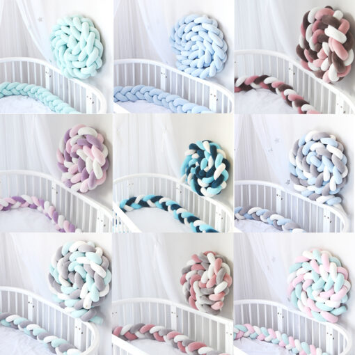 1M 2M 3M Baby Bumper Bed Braid Knot Pillow Cushion Bumper for Infant Bebe Crib Protector 4