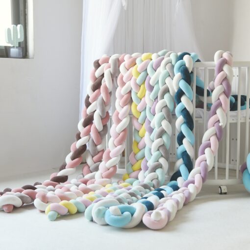 1M 2M 3M Baby Bumper Bed Braid Knot Pillow Cushion Bumper for Infant Bebe Crib Protector 5
