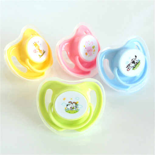 1PCs Appease Pacifiers Baby Cotton Animals Printing Safe Food Grade Silicone Cute Baby Round and Flat 2