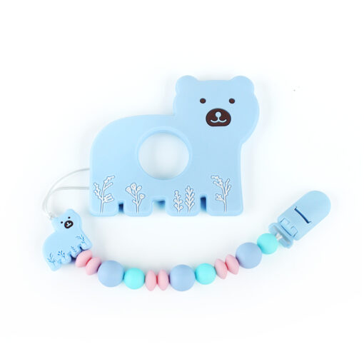 1pc Cartoon Silicone Teether Food Grade Baby Teething Rod Kids Nursing Teether DIY Nipple Holder Chain 4