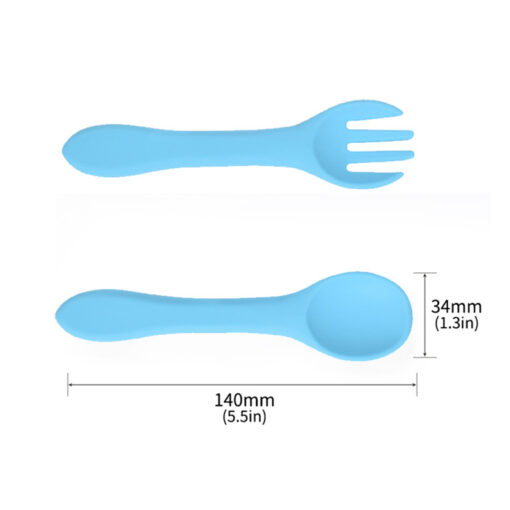 2 Pcs Food Grade Silicone Baby Spoon Fork Children Silicone Tableware Spoon Baby Food Supplement Fork 4