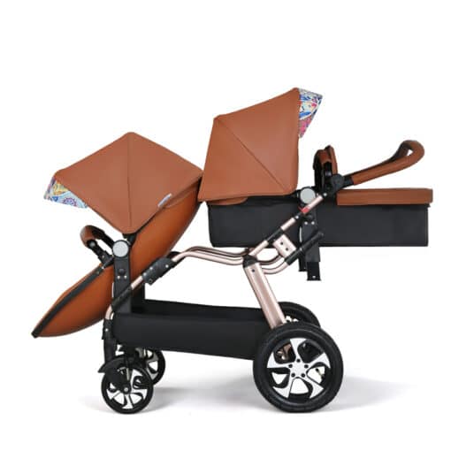 2022 New Twin baby strollers Eggshel Double baby strollers Luxury leather baby carriage portable Folding Double
