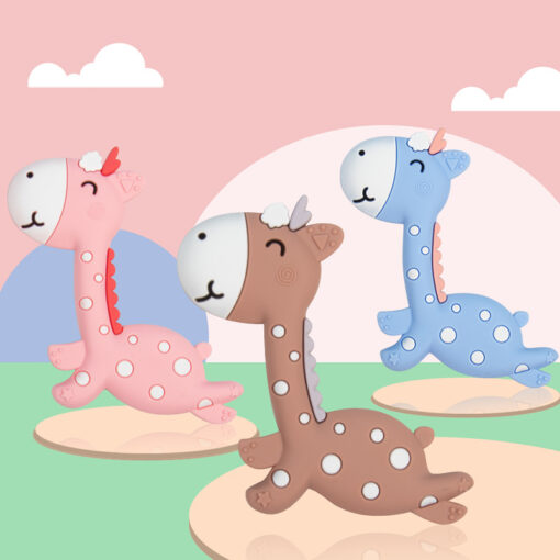 3pc Baby Teether Food Grade Silicone Giraffe Newborn Nursing Gift BPA Free DIY Baby Teething Toy 2