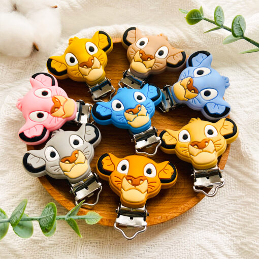3pcs Lion Silicone Clip Rodent Molar Chewing Beads Food Grade DIY Baby Pacifier Chain Accessories Gift 3