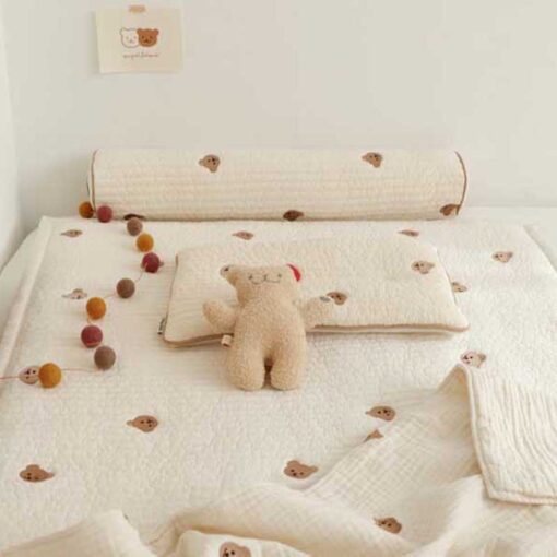 40X25cm Newborn Baby Cartoon Bear Pillow Baby Embroidered Pillow Kawaii Bunny children bed pillow Removable And 4