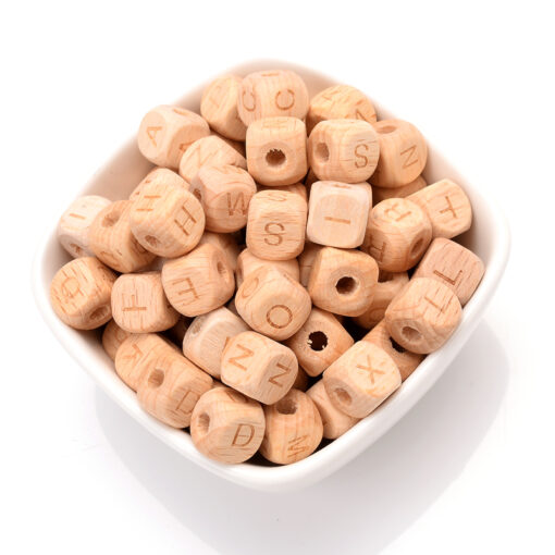 50Pcs Lot 10mm Letter Wood Beads Square Beech Alphabet Spacer Beads For Jewelry Making Diy Necklace 4