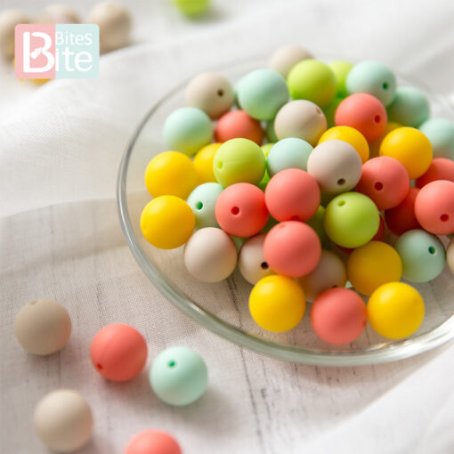 60pcs 12mm Baby Teether Silicone Beads Diy Pacifier Chain Bracelet Bpa Free Chewable Round Silicone Bead 2
