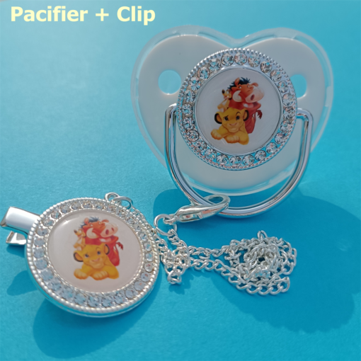 A set Disney The Lion King Pacifier Newborn Silicone Pacifier White Shiny Baby Nipples BPA