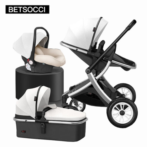 BETSOCCI Baby Stroller 2 in 1 3 in 1 Portable Travel Baby Carriage Folding Prams High