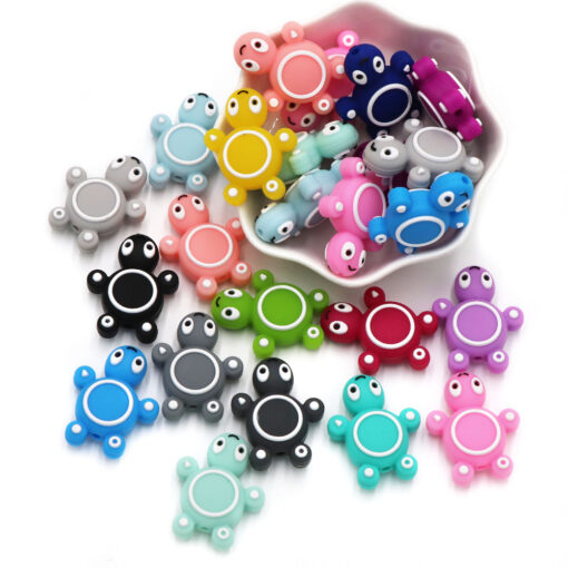 BOBO BOX 10pcs little Turtle Silicone Teether Beads Multi color Food Grade Cartoon Baby Silicone Tiny 2
