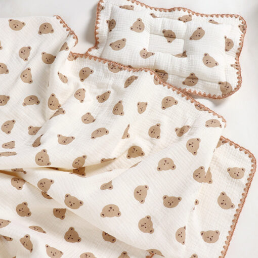 Baby Blanket Muslin Swaddle Wrap 4 Layers Cotton Cartoon Bear Print Receiving Blanket Infants Newborn Sleepsack