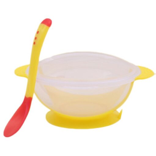 Baby Bowl Set Training Bowl with temperature sensitive spoon Set Learning Dishes With Suction Cup Children 3