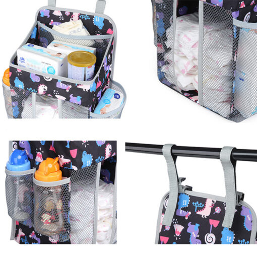 Baby Organizer Crib Hanging Storage Bag Foldable Nursing Stacker Caddy Organizer for Kids Essentials Bedding Set 3