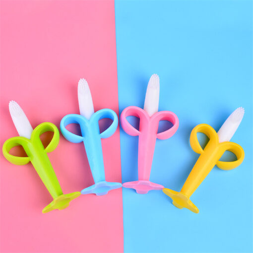 Baby Silicone Training Toothbrush BPA Free Banana Shape Safe Toddle Teether Chew Toys Teething Ring Gift 1