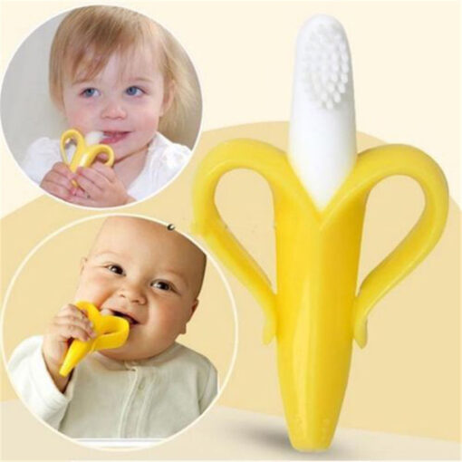 Baby Silicone Training Toothbrush BPA Free Banana Shape Safe Toddle Teether Chew Toys Teething Ring Gift