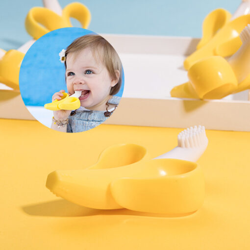 Baby Teether Molar Sticks Training Toothbrush Silicone BPA Free Banana Shape Safe Toddle Teether Chew Toys 2