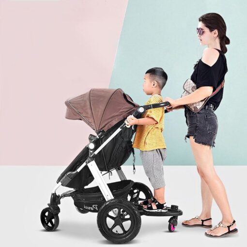 Baby Trolley Organizer Second Child Stroller Pedal Adapter Twins Hitchhiker Auxiliary Trailer Kids Standing Plate Board 5