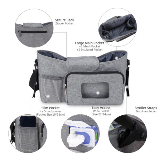 Baby stroller travel portable multifunctional nursing diaper bag polyester waterproof storage bag for mother and child 4