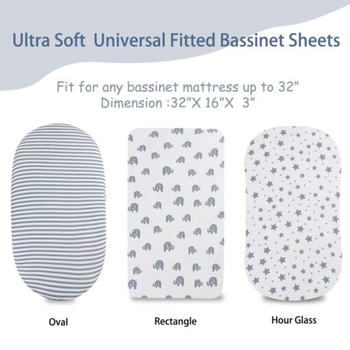 Bassinet Sheet Set 1 Pack Ultra Soft Stretchy Craddle Sheets Fit for Bassinet Mattress Pad Cover 4