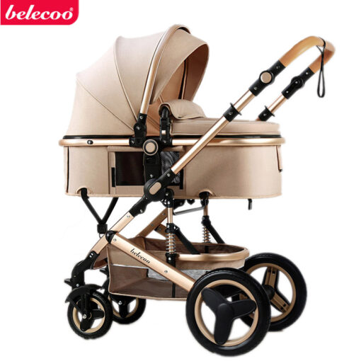 Belecoo Baby Stroller 2 in 1 3 in 1 High Landscape Stroller Reclining Baby Carriage Foldable