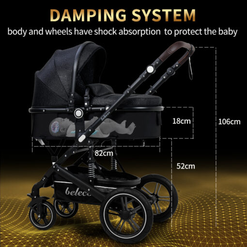 Belecoo Baby Stroller 3 in 1 Baby Stroller High landscape Fit Newborn Travel Foldable Stroller CE 10