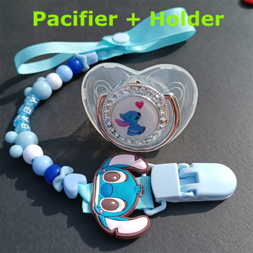Bling Sliver Transparent Pacifier Teething for Babies Sitich Cartoon Chupetero Beads Chins Holders New Born Unique 8