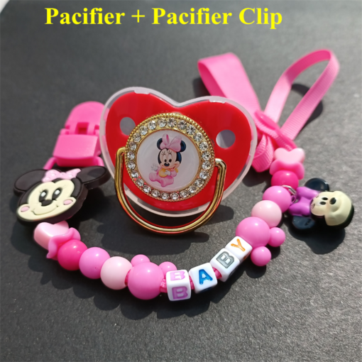 Bling Sliver Transparent Pacifier Teething for Babies Sitich Cartoon Chupetero Beads Chins Holders New Born Unique 9