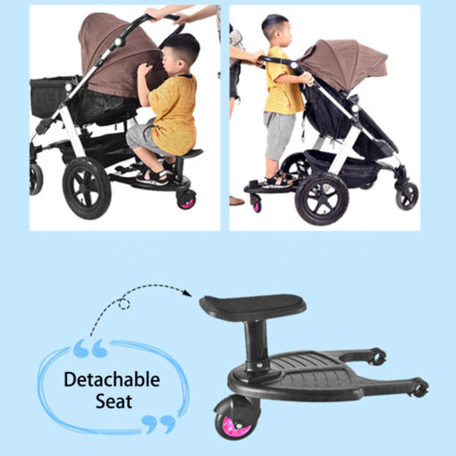 Children Stroller Pedal Adapter Twin Auxiliary Trailer Twins Scooter Hitchhiker Kids Standing Plate with Seat Kids 2